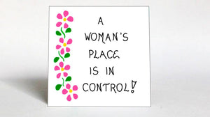 Quote about Woman - Magnet - Strong women quote, Pink Flowers, Green Leaves