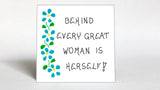 Women Theme Quote Magnet - About Inspiring, Strong, Successful Woman,  blue flowers, green leaves