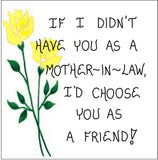Mother in Law Gift Magnet Quote, other mother, like a mom - Friendship - Yellow tulips