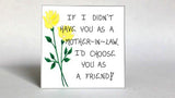 Mother in Law Gift Magnet Quote, other mother, like a mom - Friendship - Yellow tulips