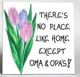 Magnet - Gift for Oma, Opa - Quote about Grandparents. Pastel tulips, green leaves