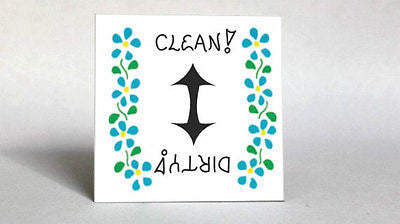 Magnet for Dishwasher front - Clean, Dirty Status Quote, blue flowers