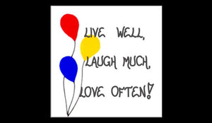 Inspirational Magnet - Inspiring Quote, Living, Live, Laugh, Love, Red, Yellow Blue Balloons